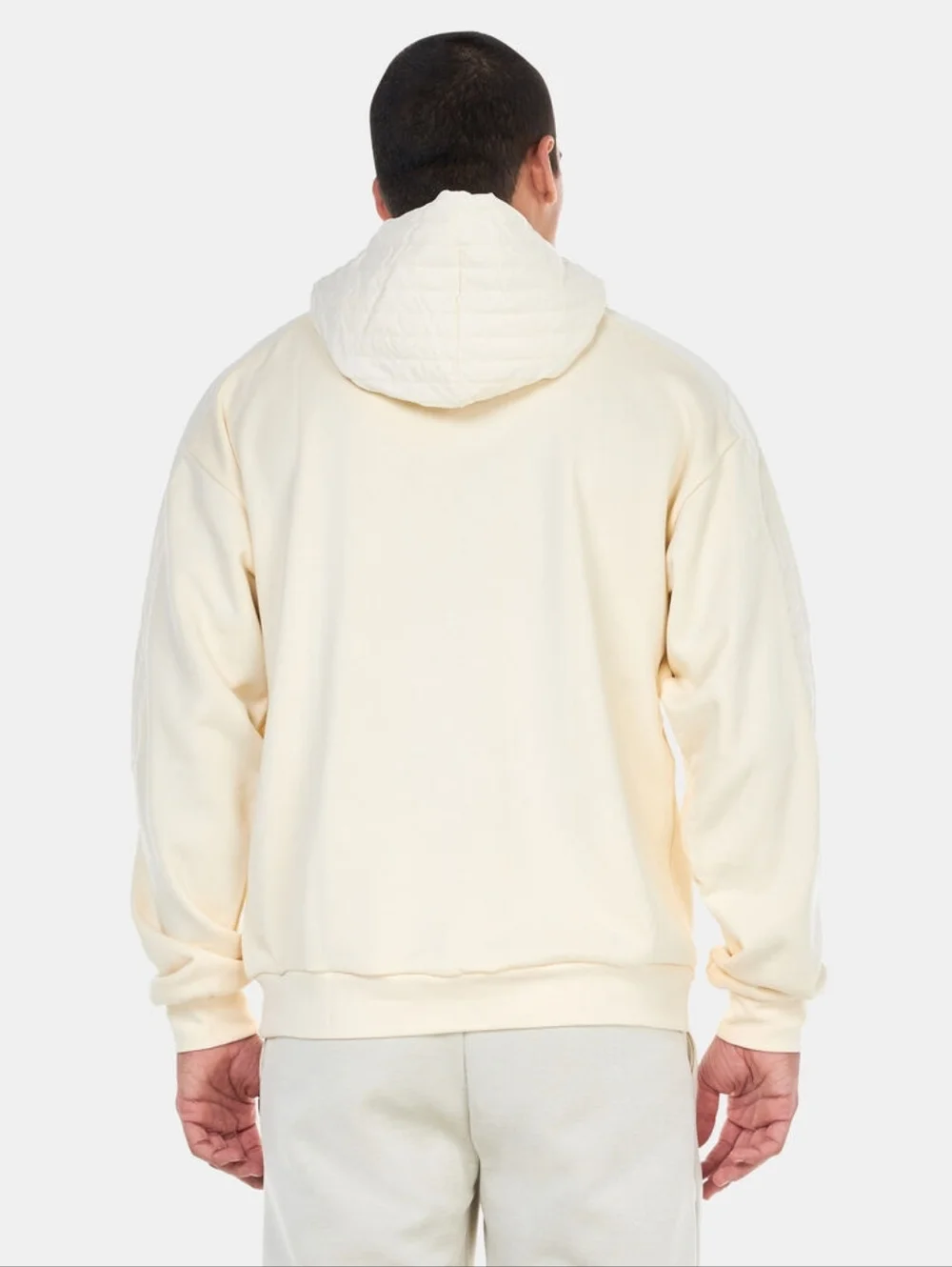 ADIDAS Harden Quilted Basketball French Tery Hoodie In Ivory Size L